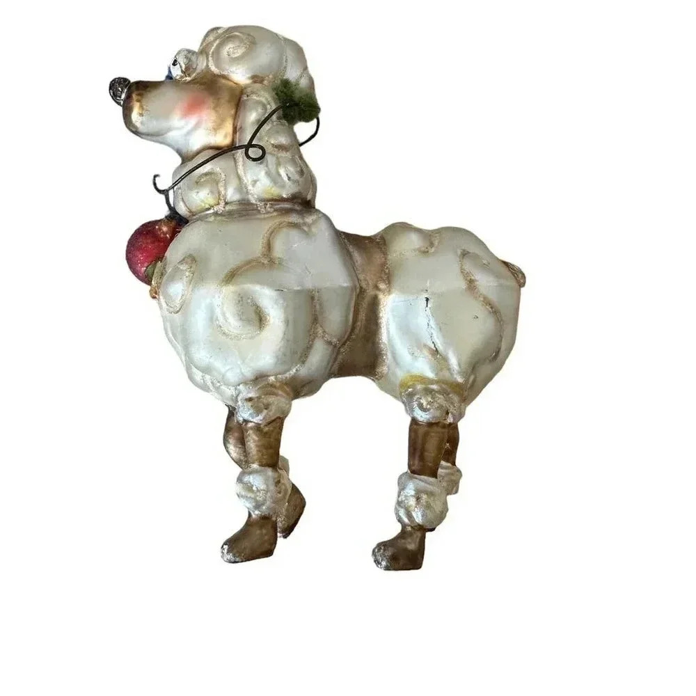 Vintage Hand Blown Glass French‎ Poodle Dog Christmas Holiday Ornament
